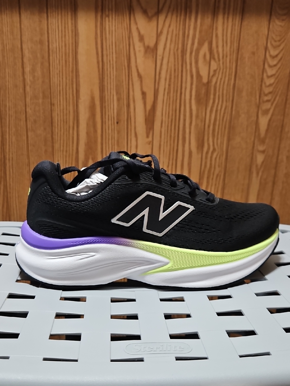 New Balance Black Sneaker with Purple and Lime Accents